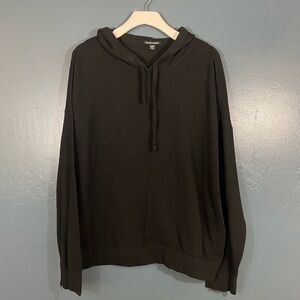 Hilary Radley Women’s Solid Black Hooded Lightweight Sweater Size XL